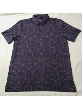 Travis Mathew Vine City Polo Mens Size Large Purple Black Golf Summer Made Peru
